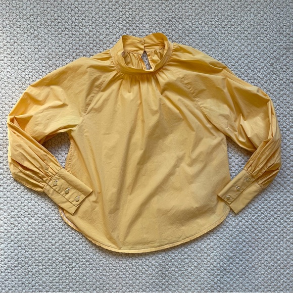 Yellow cotton popover blouse - Picture 4 of 14